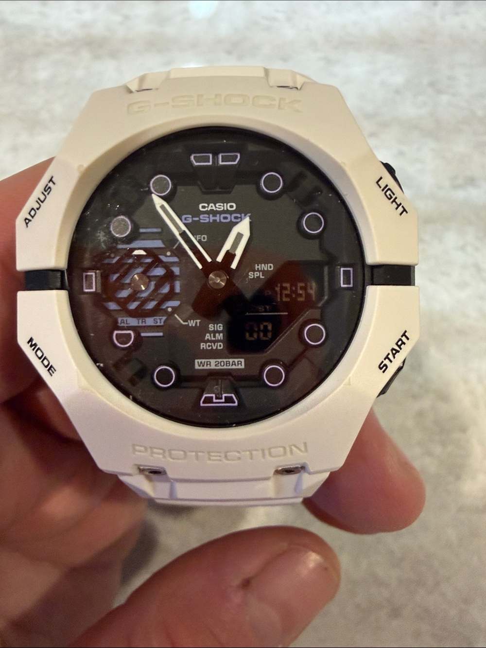 Casio G-Shock White Resin Sport Watch with Black Dial